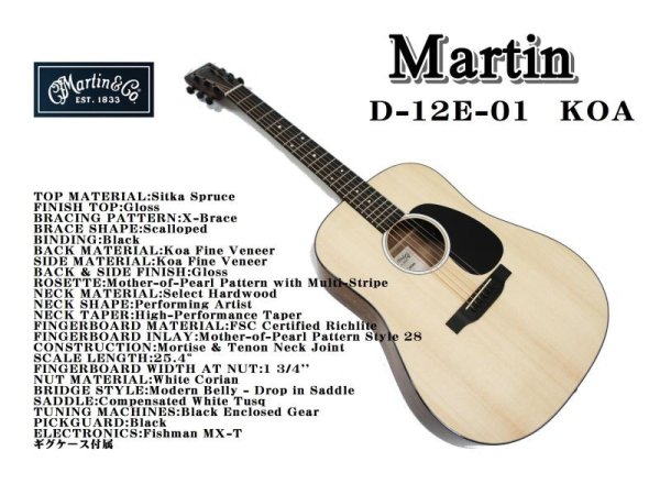 画像1: Martin D-12E-01 KOA (1)